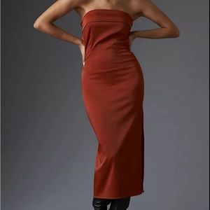 BY ANTHROPOLOGIE STRAPLESS COWL-BACK MIDI DRESS Sz L